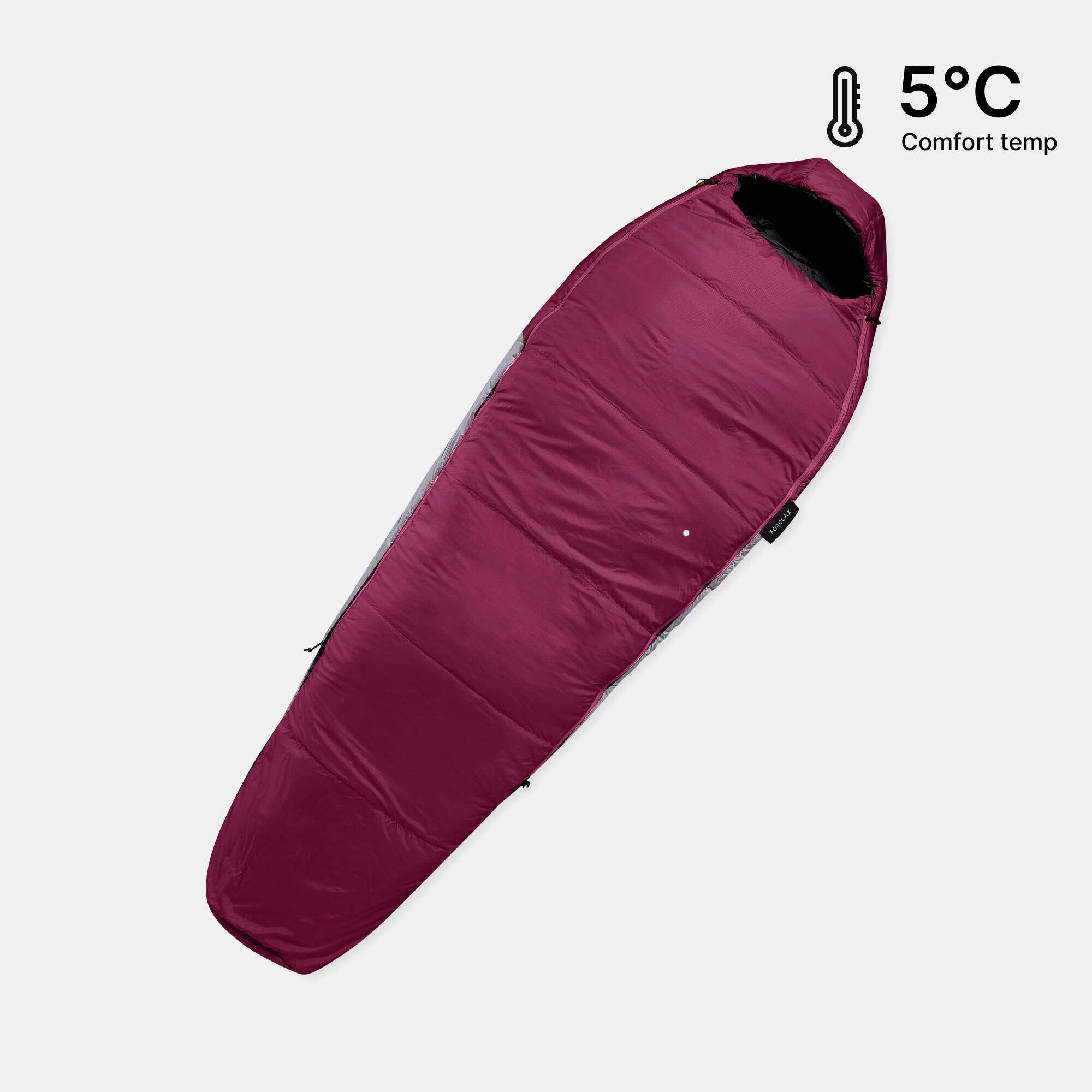 Sleeping Bag MT500 5°C  - Burgundy -  1