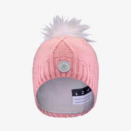 Kids’ Cable-knit Fur Wool Hat - Mauve