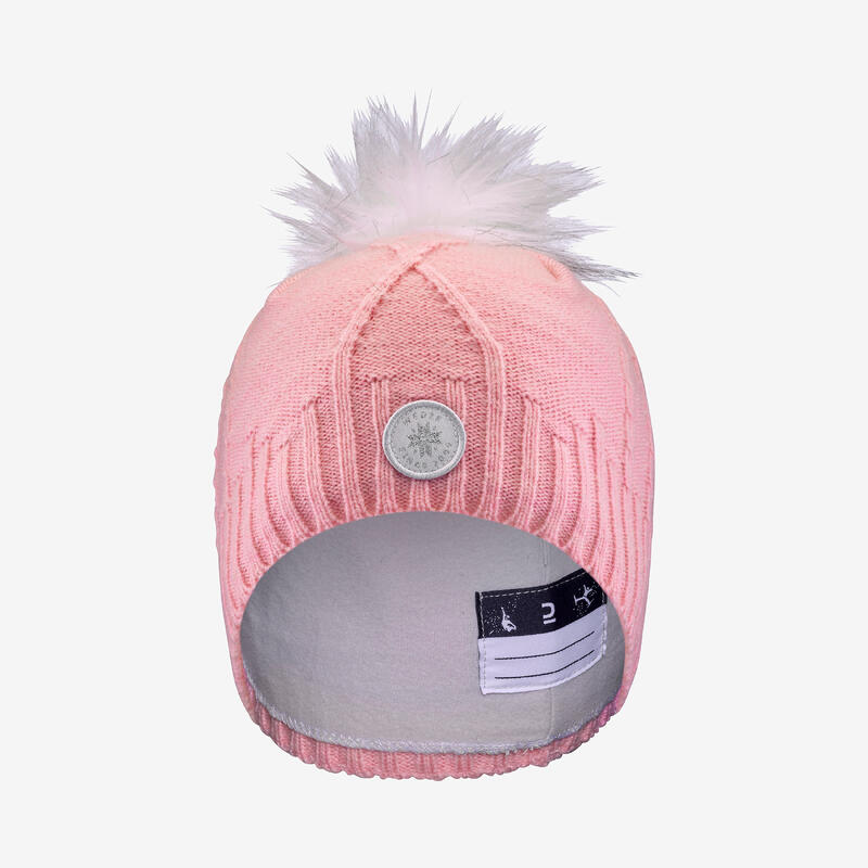 Bonnet en laine enfant, Torsade Fur mauve