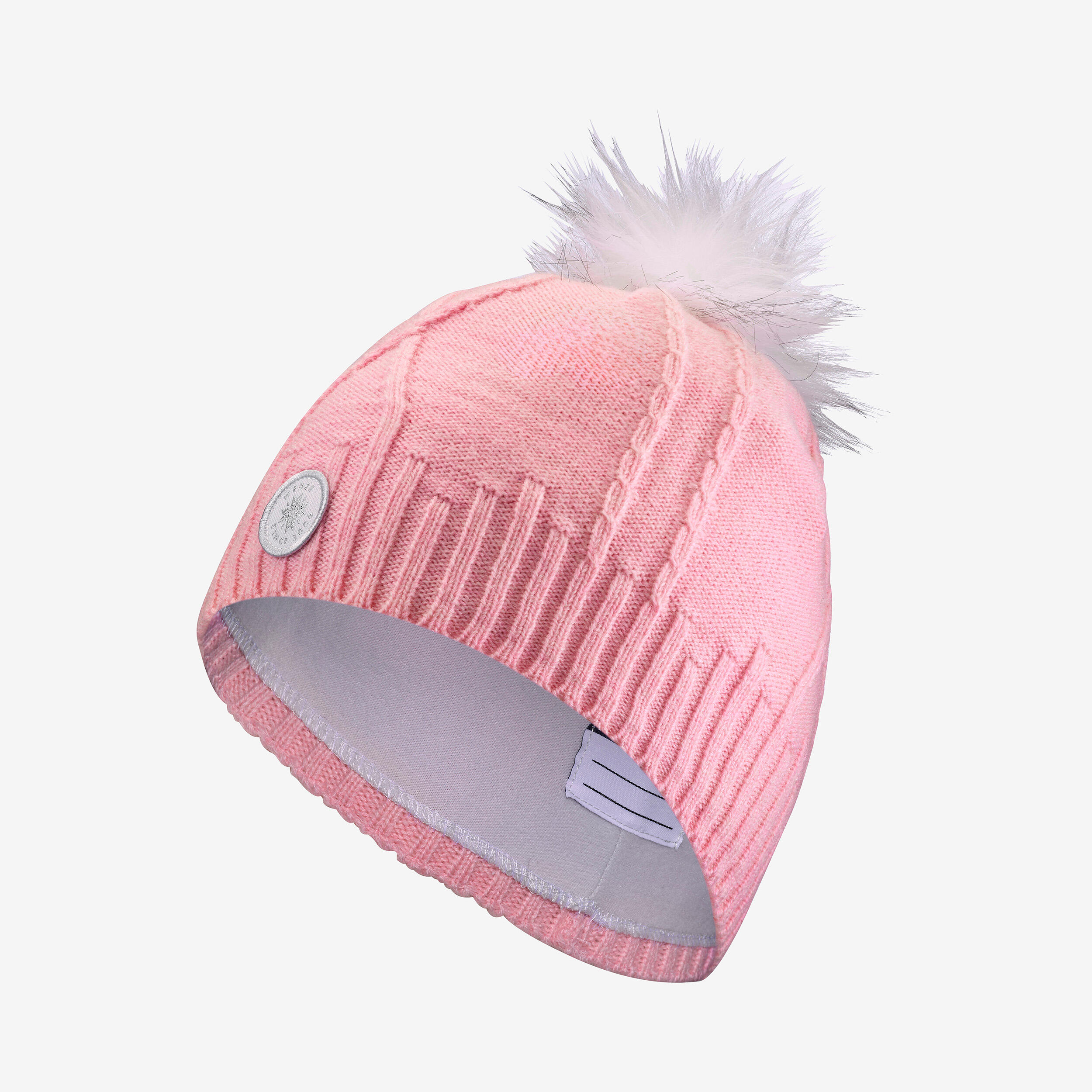 Children's wool hat, Torsade Fur mauve