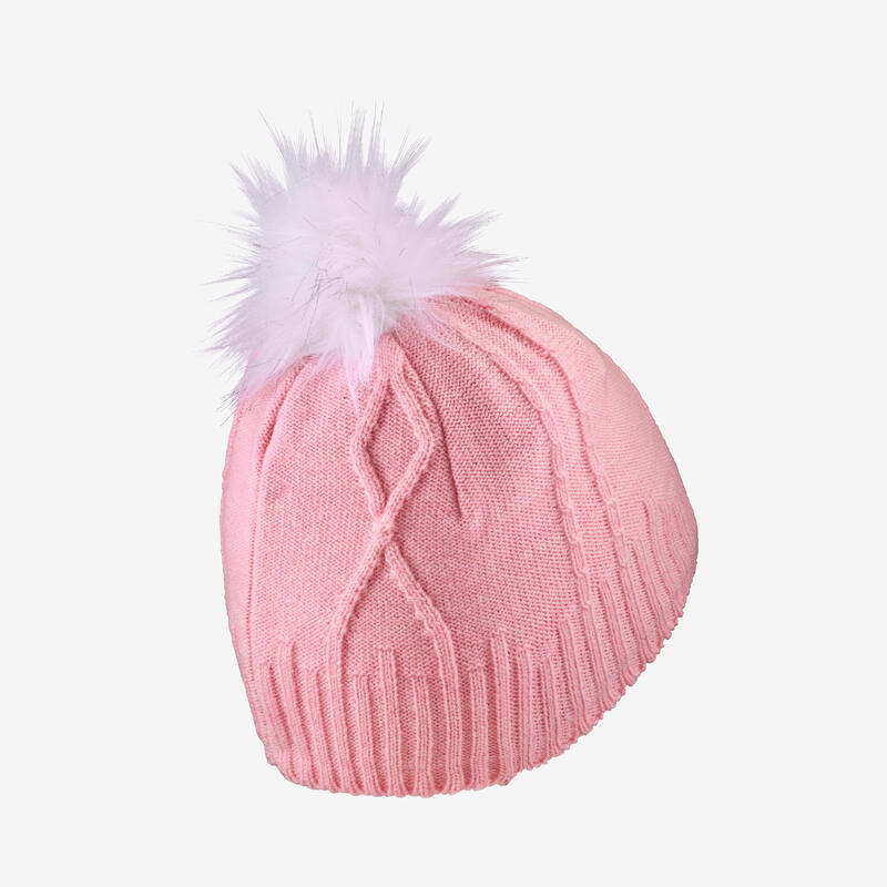 Bonnet en laine enfant, Torsade Fur mauve