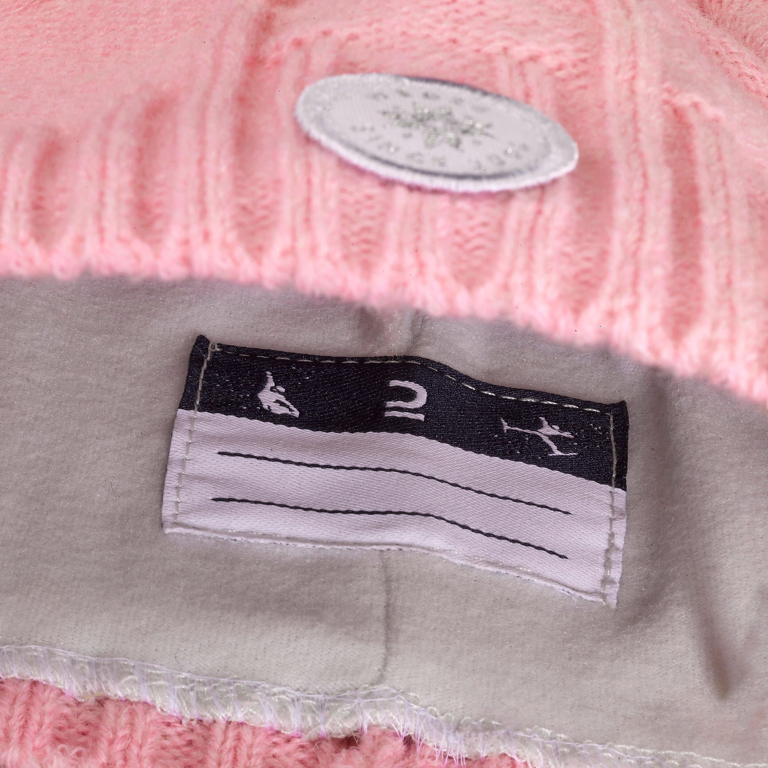 Bonnet en laine enfant, torsade fur rose 7/7