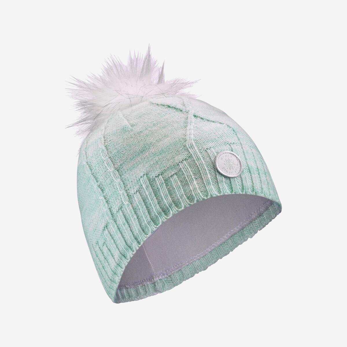Bonnet en laine enfant, torsade fur vert clair