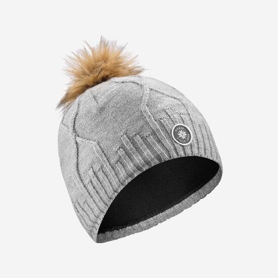 Skimütze Erwachsene Zopfmuster - Fur Virgin hellgrau