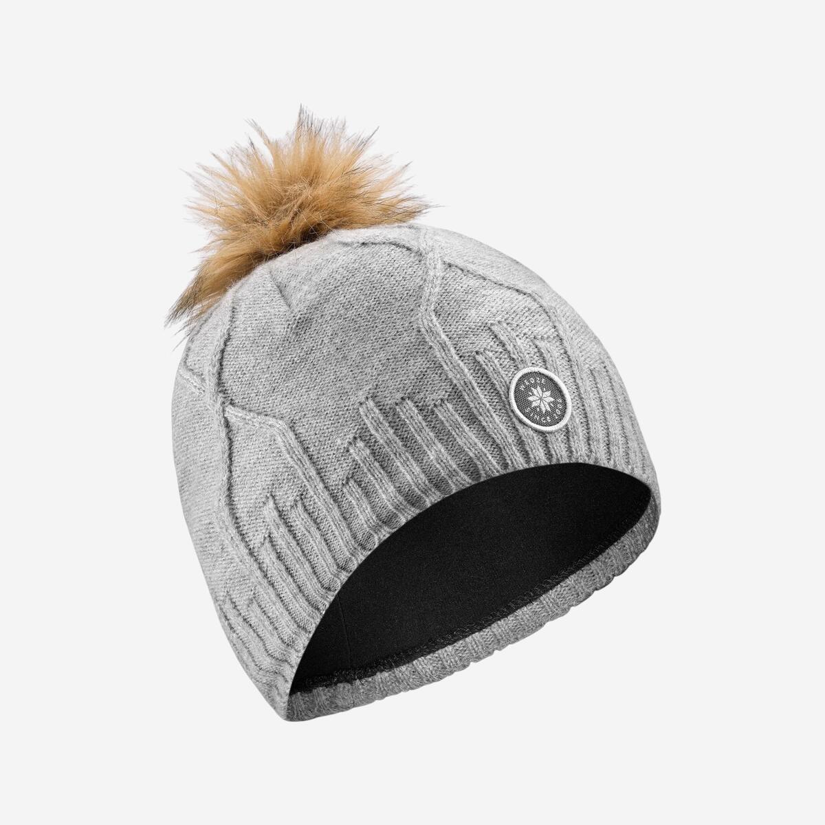 Bonnet torsade adulte - fur virgin gris clair