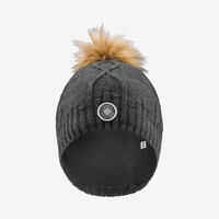 Adult Cable-knit Virgin Fur Hat - Dark Grey