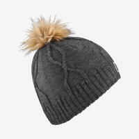 Adult Cable-knit Virgin Fur Hat - Dark Grey