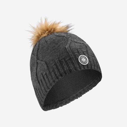 Skimütze Erwachsene Zopfmuster - Fur Virgin hellgrau