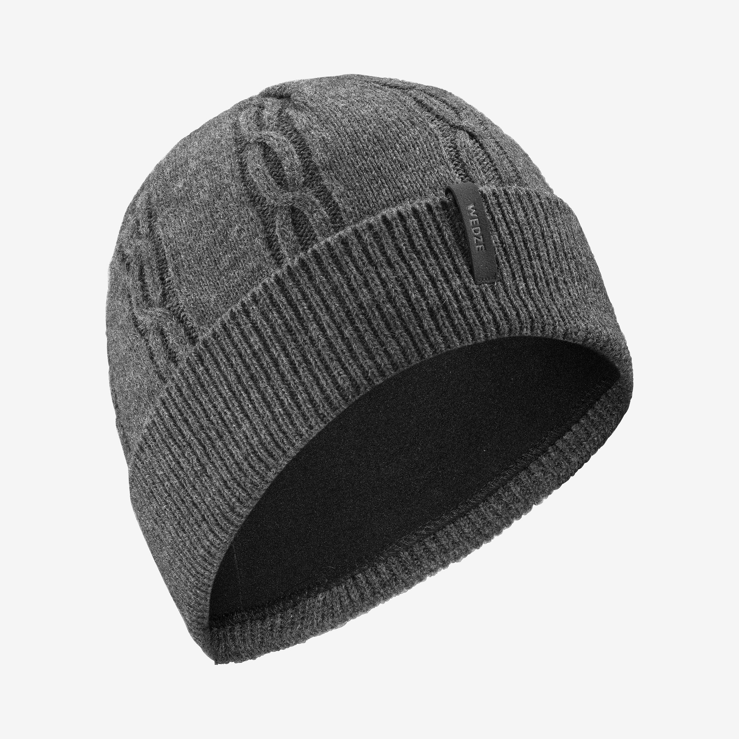 Adult Cable-Knit Virgin Wool Hat - Grey