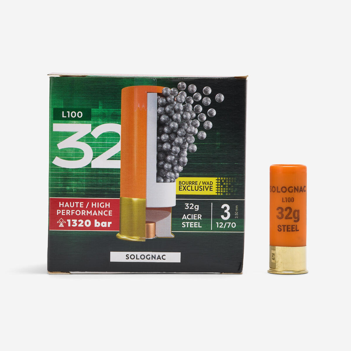 CARTOUCHE L100 32g BD CAL12/70 BILLE ACIER  N°3 X25