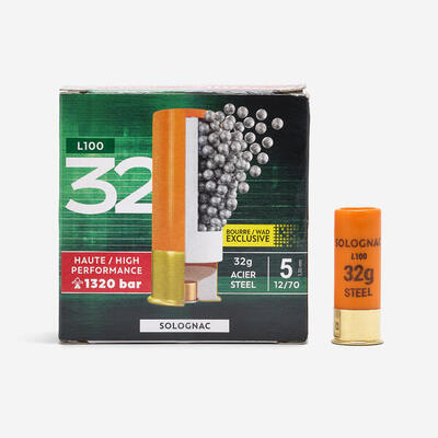Cartucho Solognac L100 32 g BD Calibre 12/70 Perdigón Acero N.° 5 x25