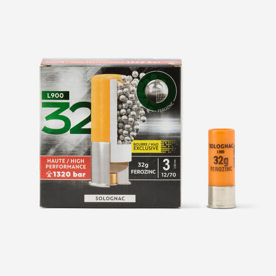 Cartucho Solognac L900 BD 32 g Calibre 12/70 Perdigón Ferozinc N.° 3 x25