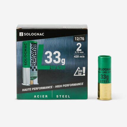 Cartouche l900 33gr haute vitesse calibre 12/76 bille acier
n°4 x25