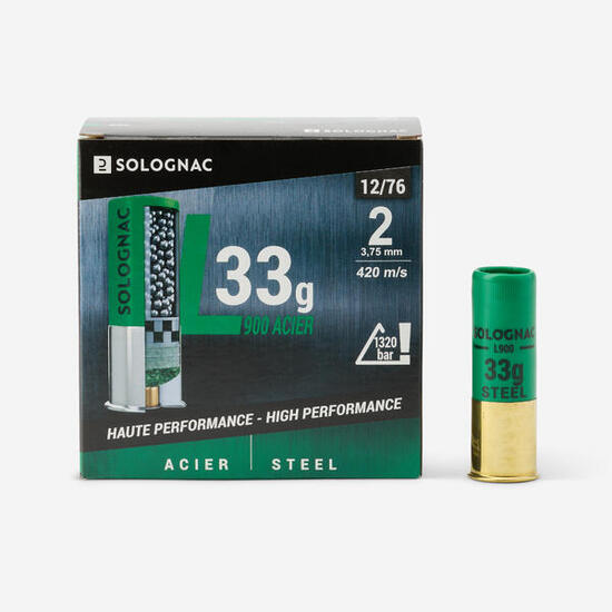 Cartouche l900 33gr haute vitesse calibre 12/76 bille acier
n°2 x25