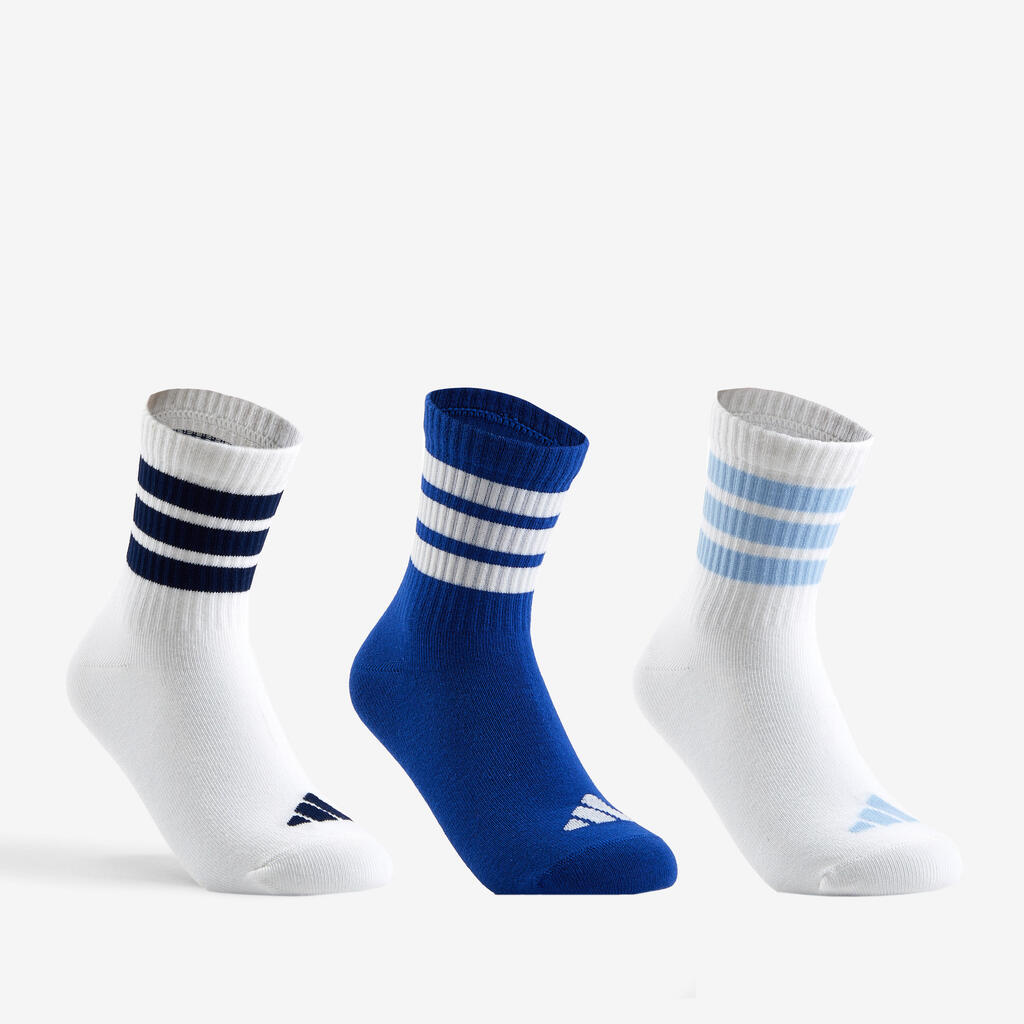 Junior High Sports Socks Tri-Pack - Blue/White