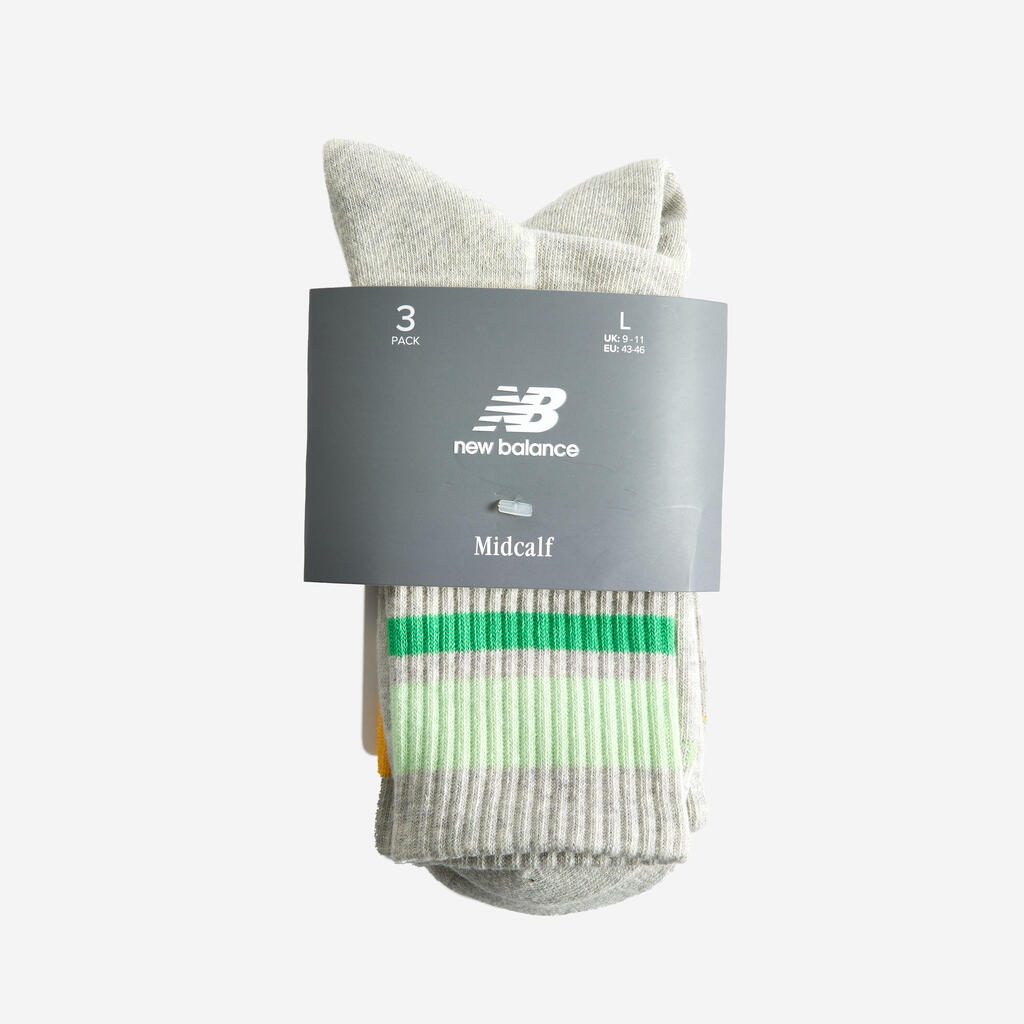 High Sports Socks Tri-Pack - Grey/Colour Stripes