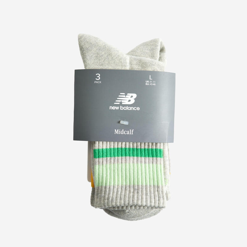 Chaussettes de sport hautes New Balance x 3 grises bandes de couleur