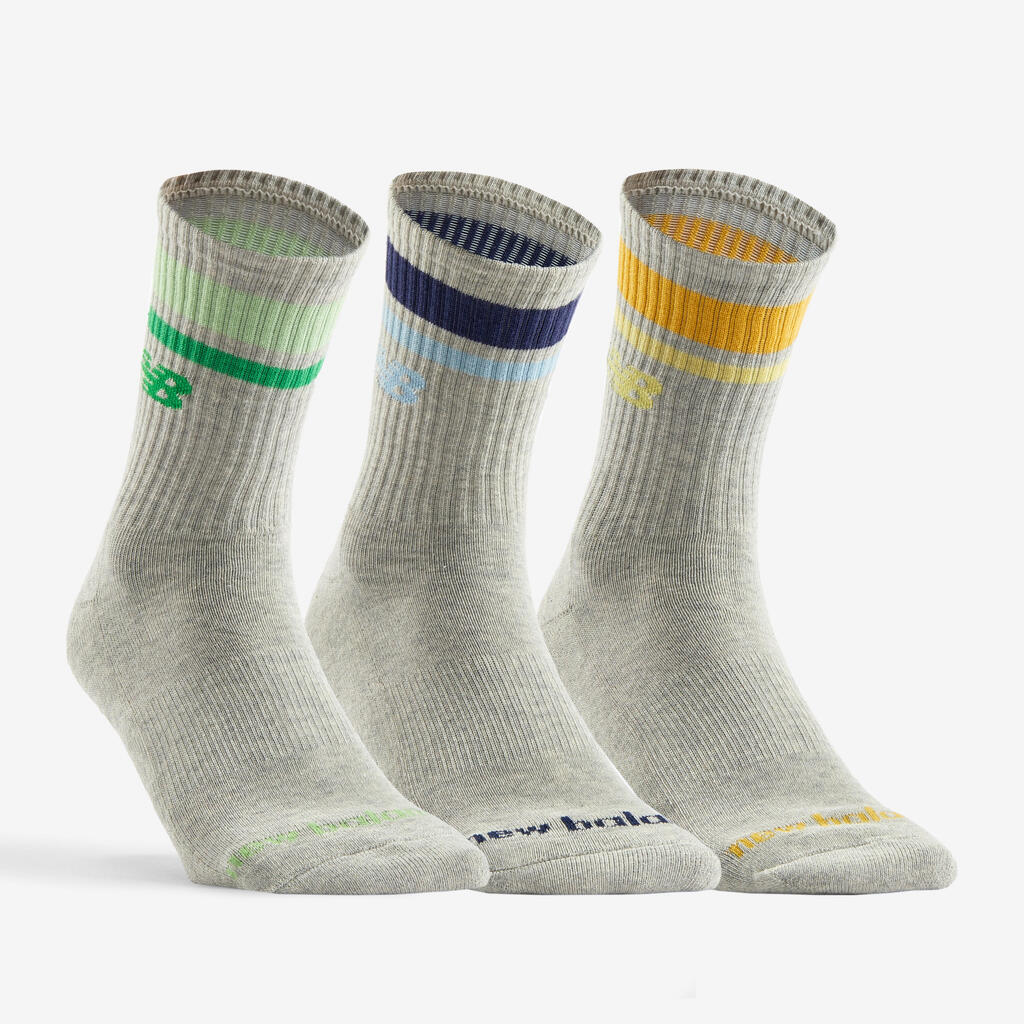 High Sports Socks Tri-Pack - Grey/Colour Stripes