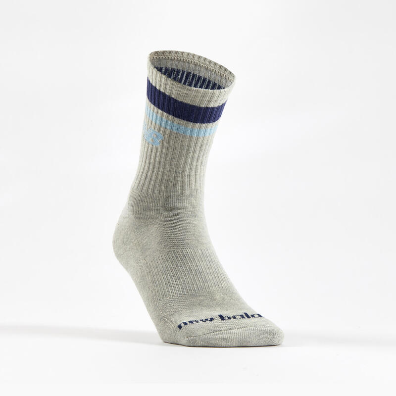 Chaussettes de sport hautes New Balance x 3 grises bandes de couleur