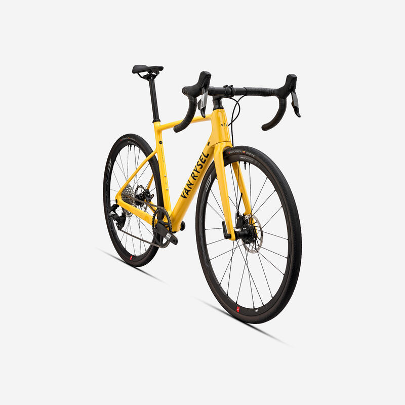 Bici da corsa Van Rysel NCR CF ALLROAD APEX gialla telaio carbonio