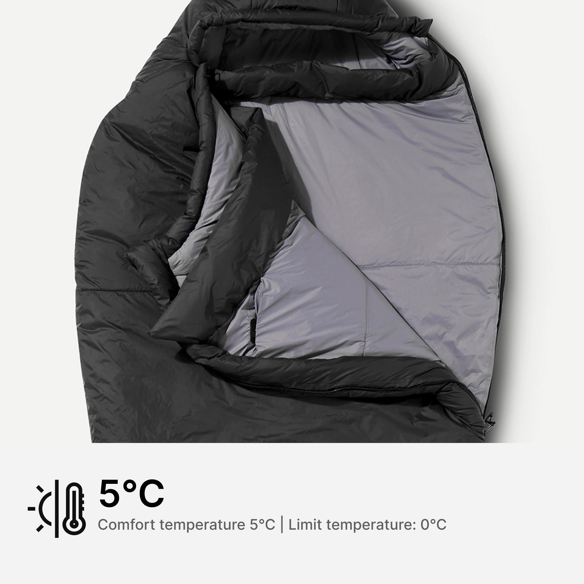 Trekking Sleeping Bag MT500 5°C Synthetic