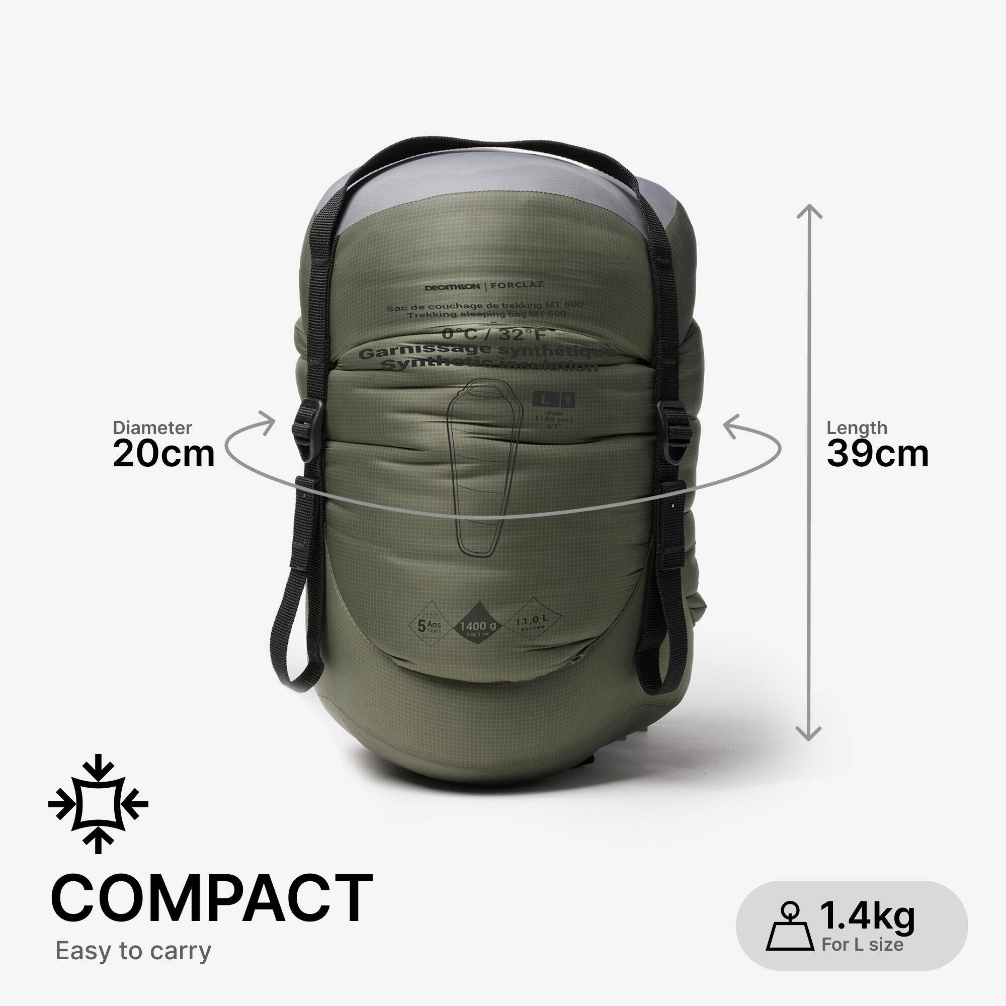 0°C trekking sleeping bag MT500 -  5