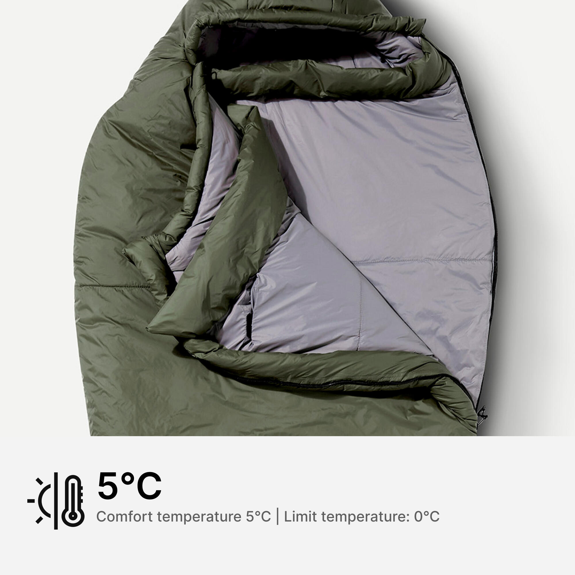Saco de dormir guata 0ºC con forma de momia  Forclaz MT500 16/28