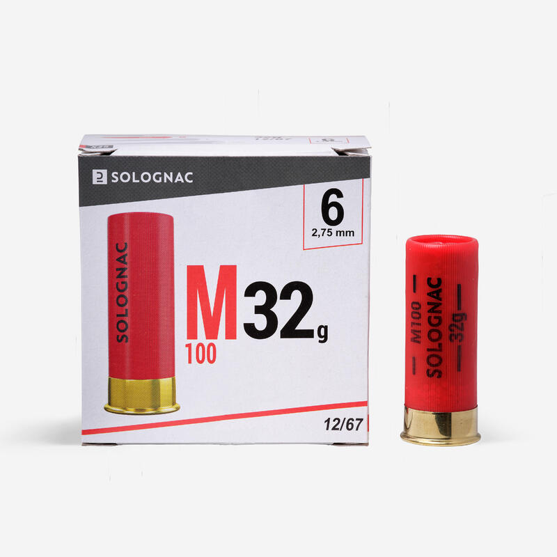 Cartucho Caza Solognac M100 32 g Calibre 12/67 Perdigón N.° 6 x25