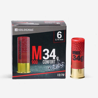Cartucho M900 34 g Confort Calibre 12/70 Perdigón N.° 6 X25
