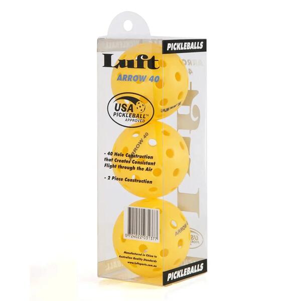 Three-pack of yellow pickleballs