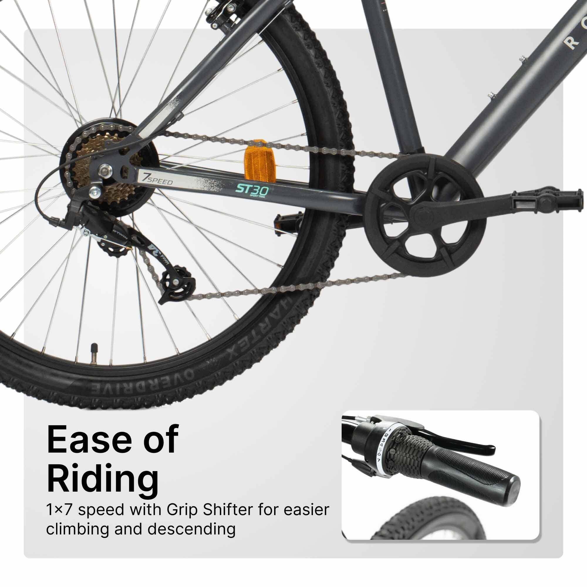 Mountain Bike Rockrider ST30 Grey - 7 Speed, MTB Tyres, Unisex Frame, V-Brakes -  5