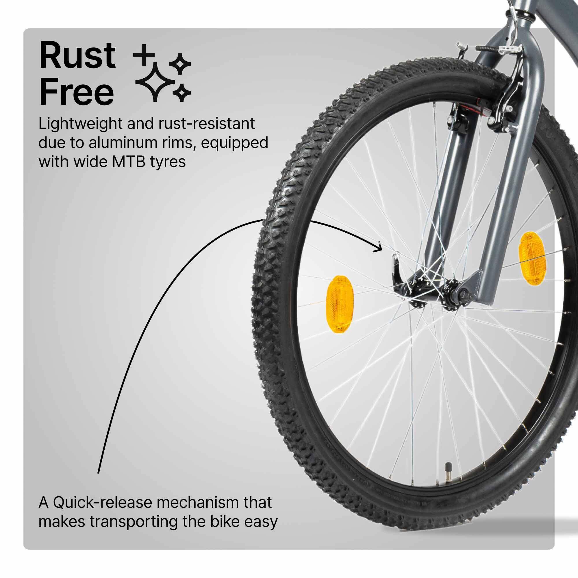 Mountain Bike Rockrider ST30 Grey - 7 Speed, MTB Tyres, Unisex Frame, V-Brakes -  4