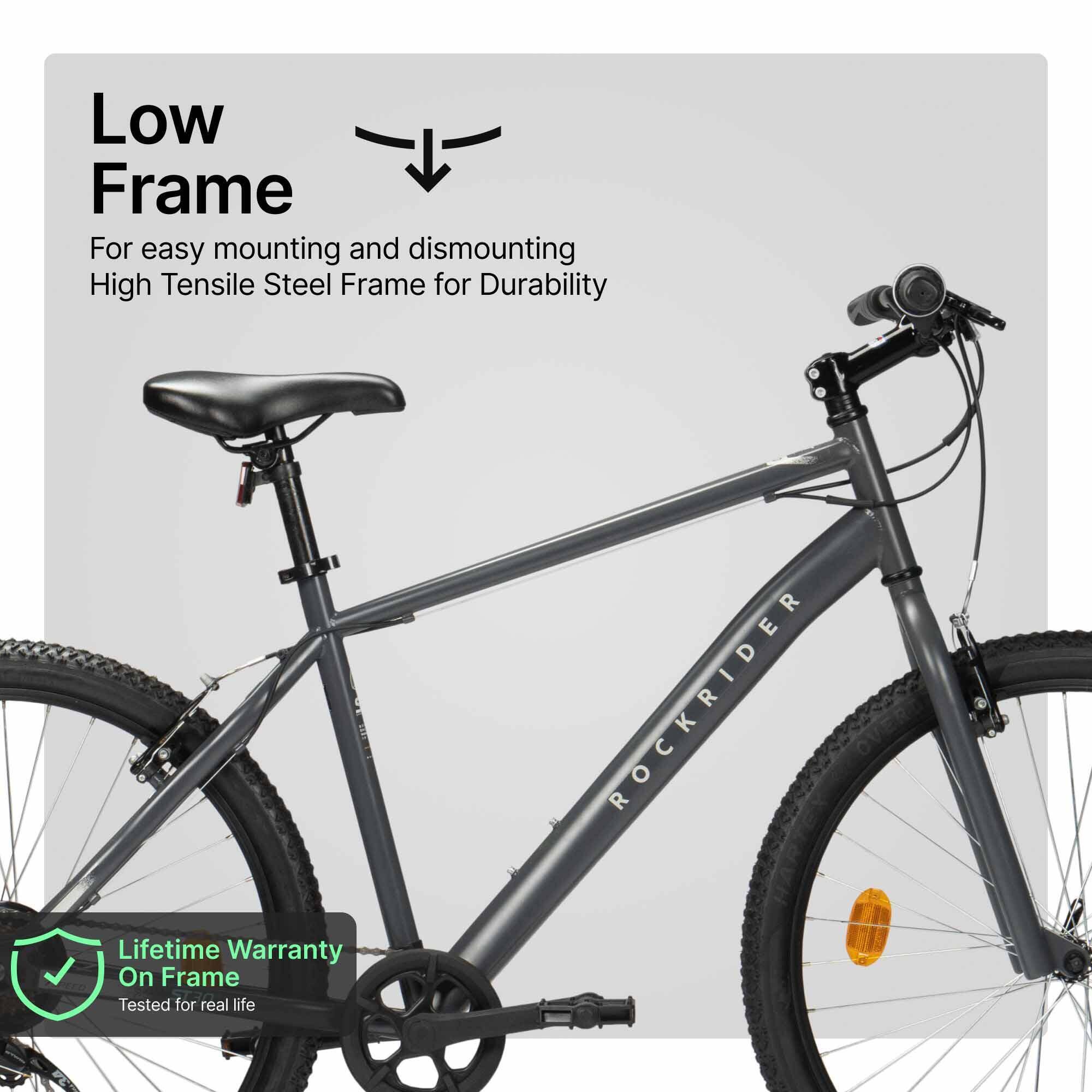 Mountain Bike Rockrider ST30 Grey - 7 Speed, MTB Tyres, Unisex Frame, V-Brakes -  3