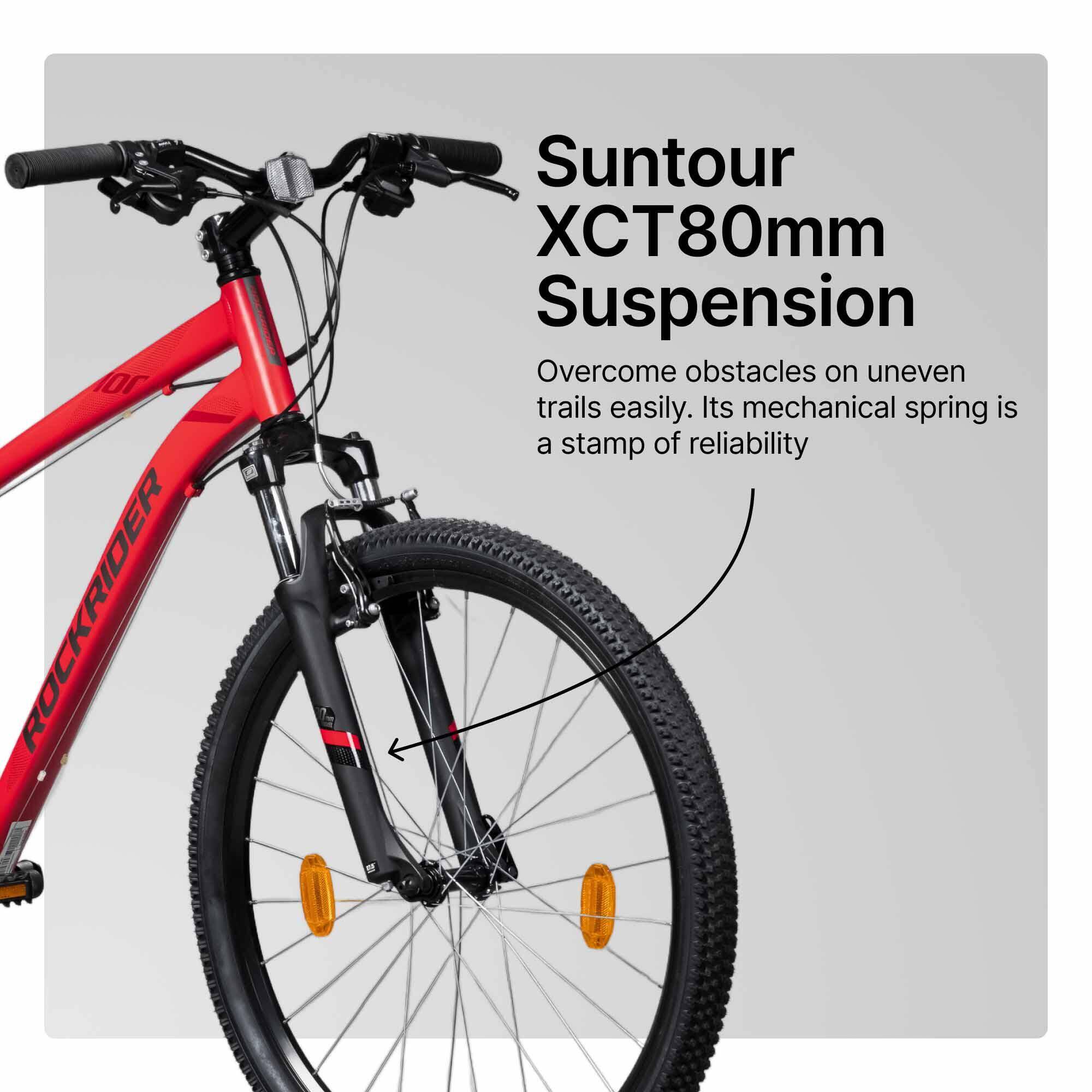 Mountain Bike Rockrider ST100 - Aluminium Frame 21 Speed 80mm Suspension Red -  4