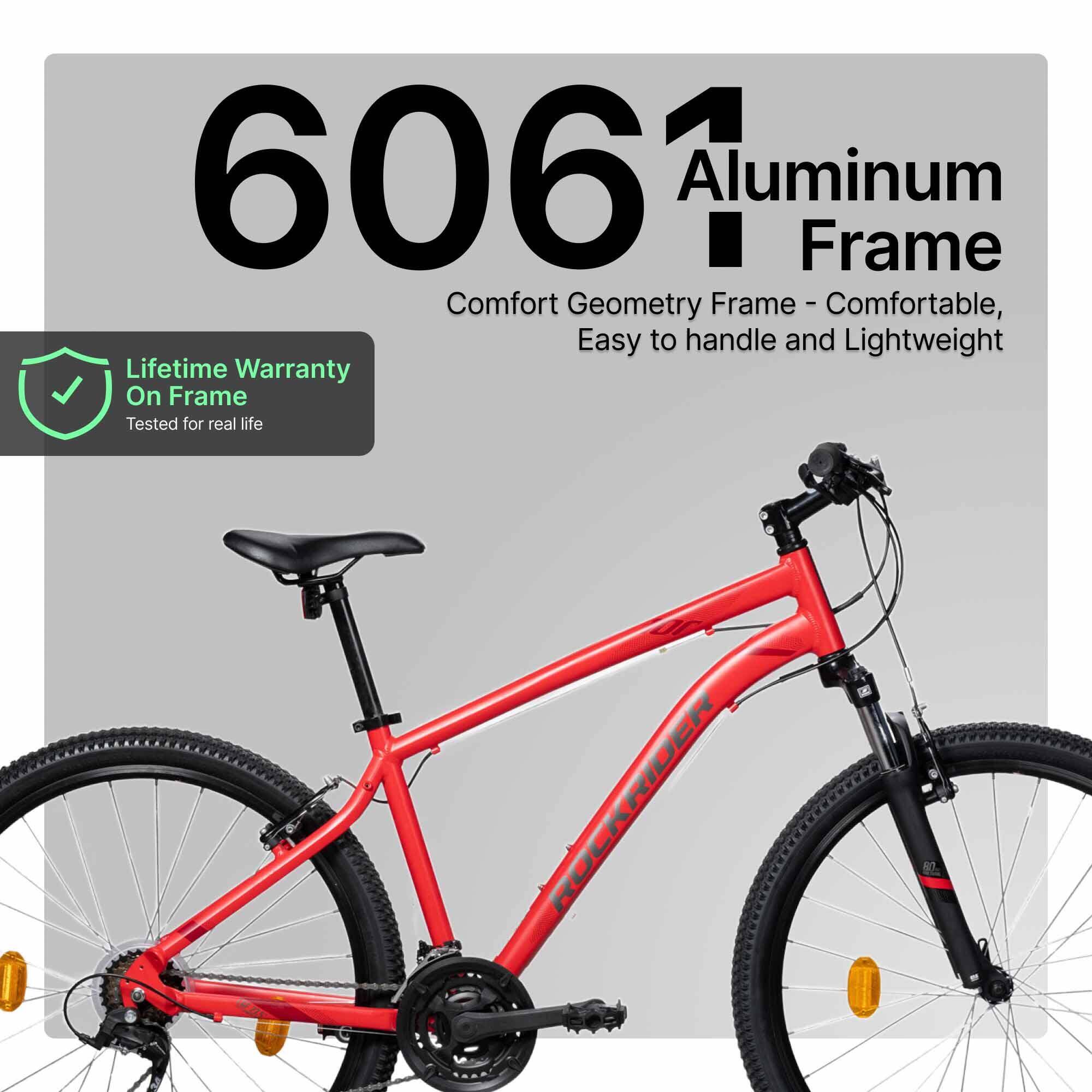 Mountain Bike Rockrider ST100 - Aluminium Frame 21 Speed 80mm Suspension Red -  3