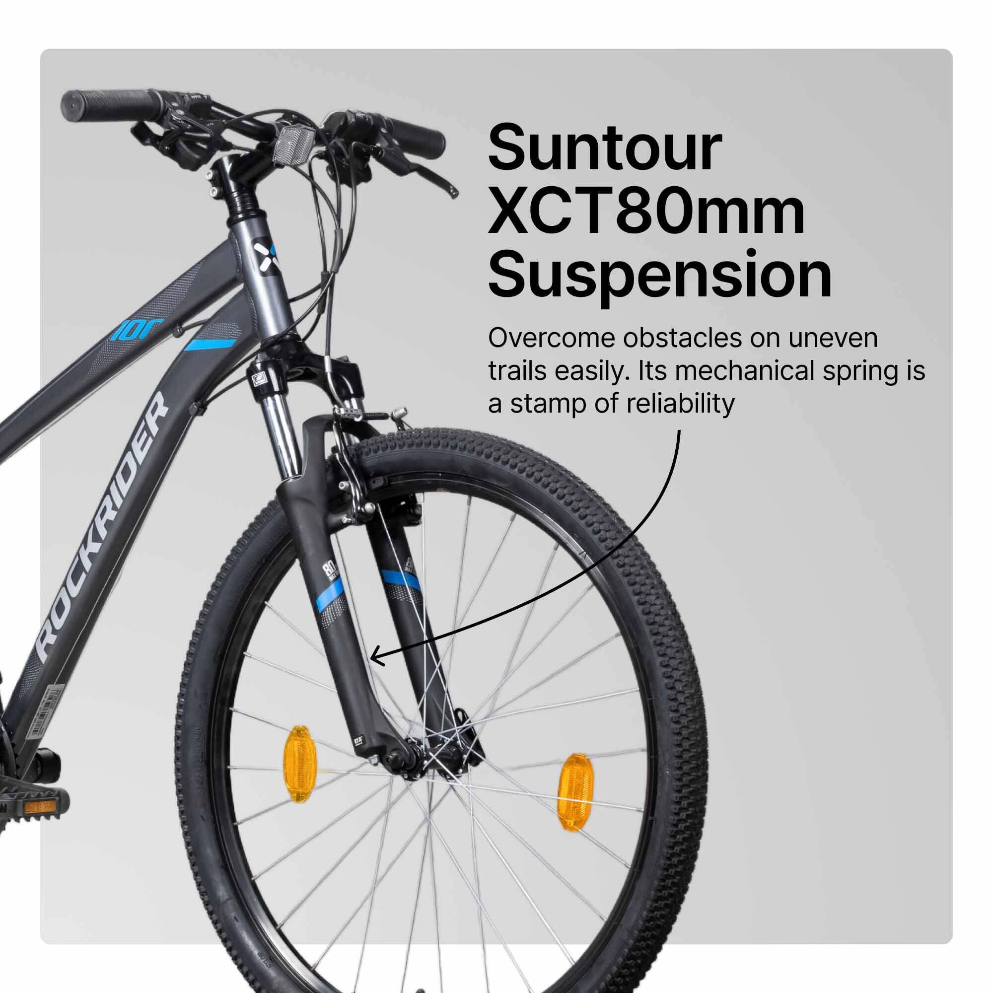 Mountain Bike Rockrider ST100 Grey - Aluminium Frame, 21 Speed, 80mm Suspension -  4