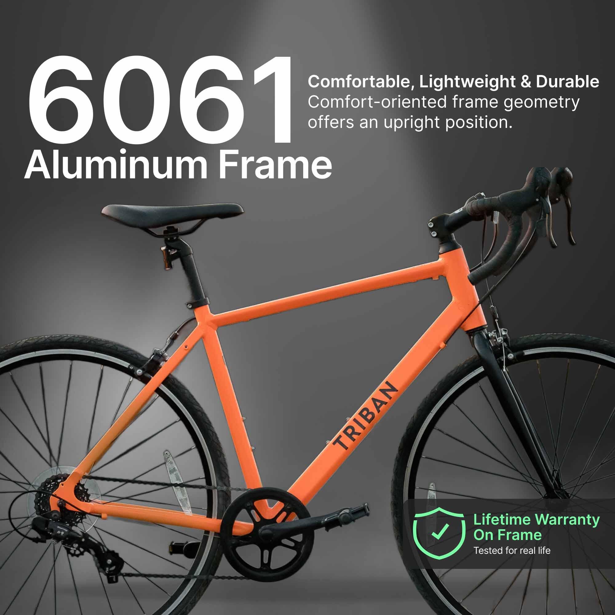 Road Bike Triban RC100 Drop Bar Integrated Shifters 7 Speed Aluminium Frame