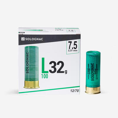Cartucho caza solognac L100 32 g Calibre 12/70 Perdigon N.° 7,5 X25