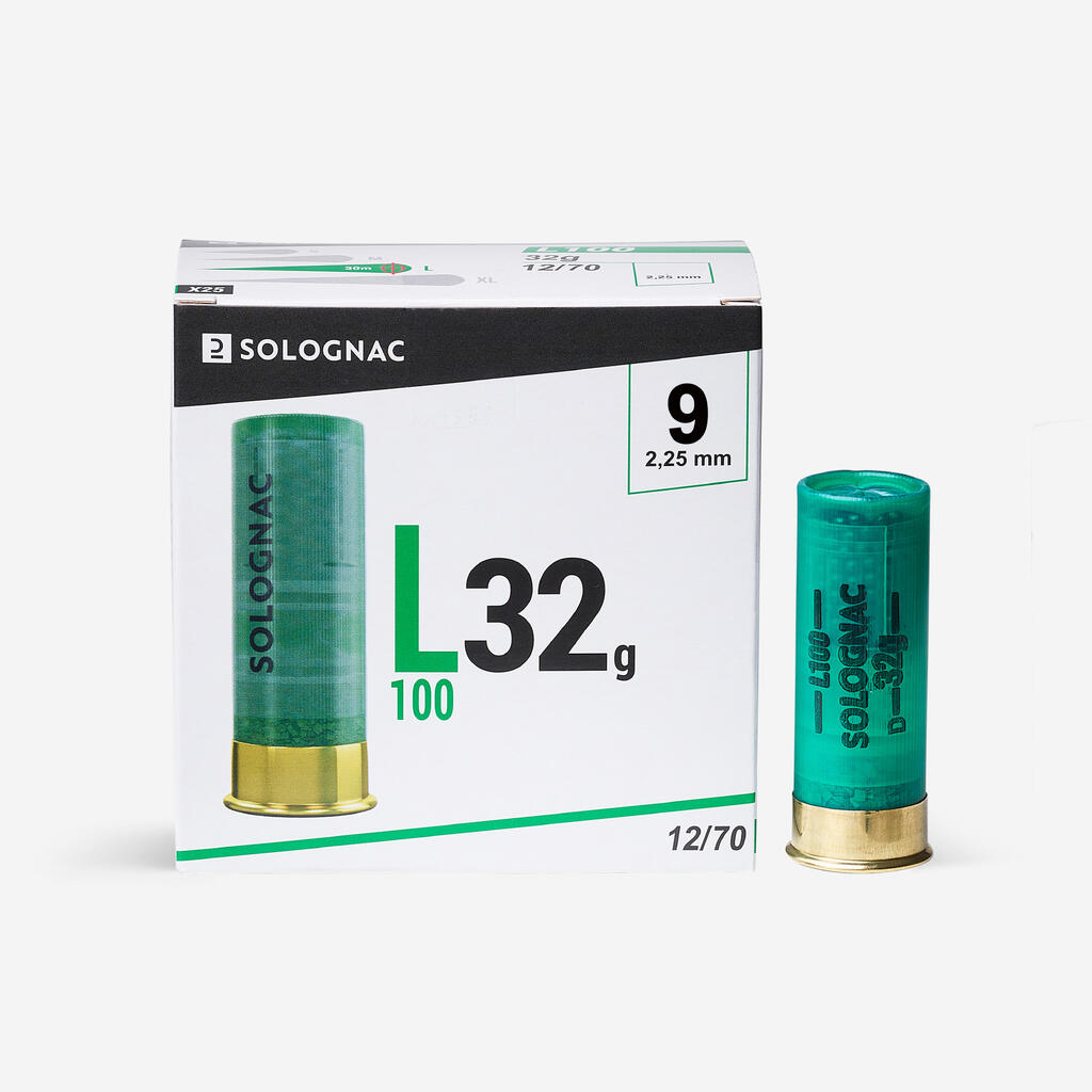 L100 12 GAUGE CARTRIDGE 32 g No.9 X25