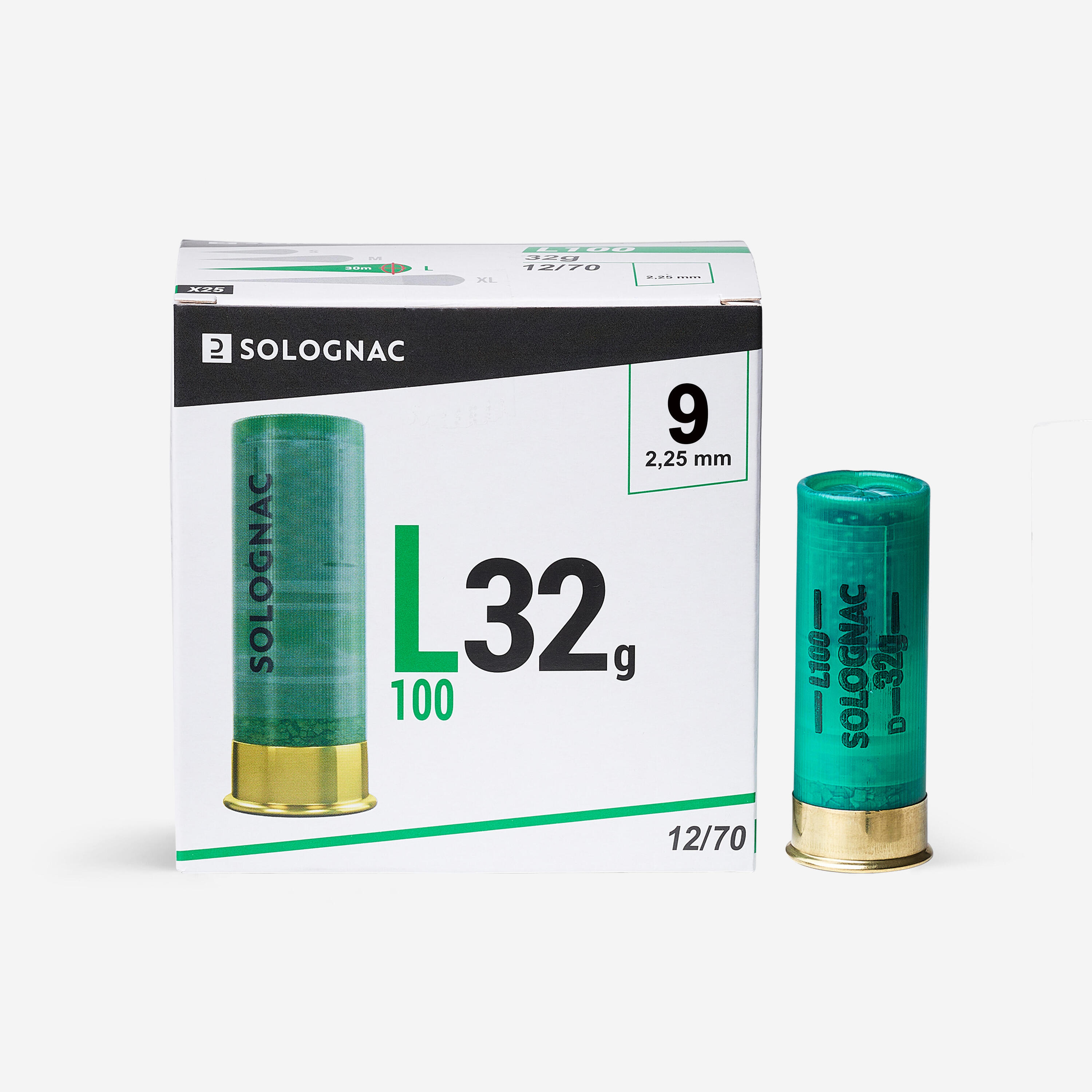 SOLOGNAC Cartucho Caza Solognac L100 32 g Calibre 12/70 Perdigón N.° 9 x25