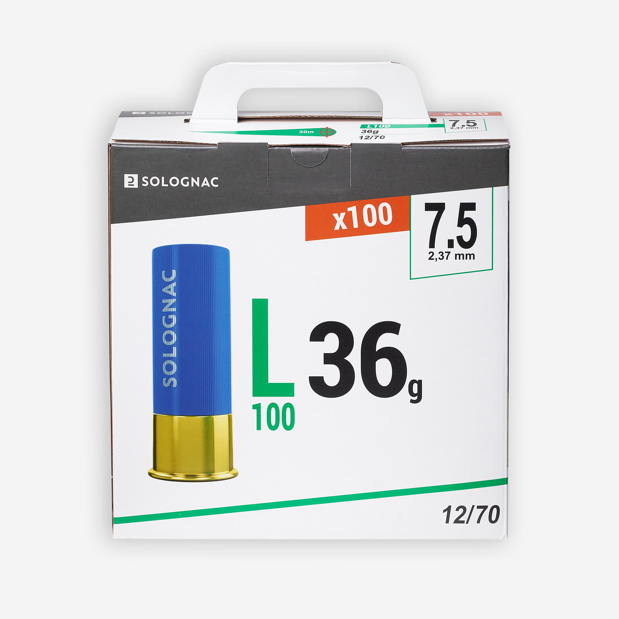 Cartouche l100 36g calibre 12/70 plomb n°7,5 x25 7/7