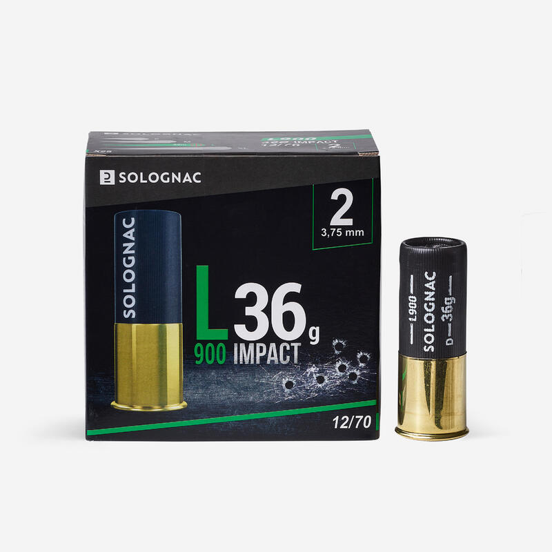 Cartucho caza Solognac L900 36 g Impact Calibre12/70 Pb N.° 2 X25