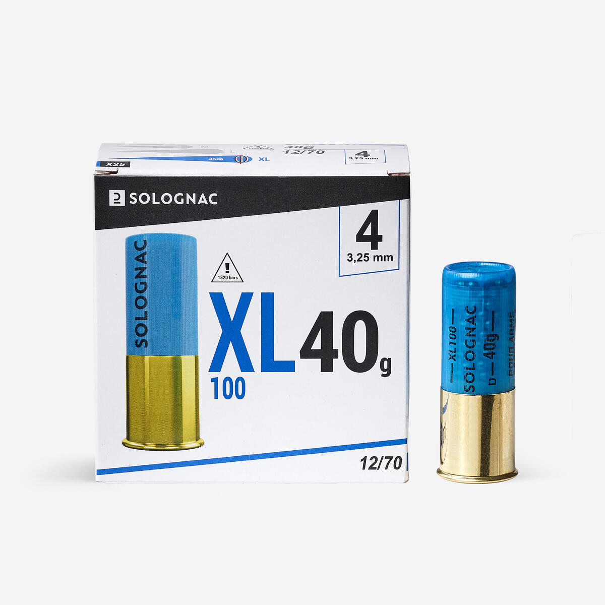 CARTOUCHE XL100 40g CALIBRE 12/70 PLOMB N°4 X25
