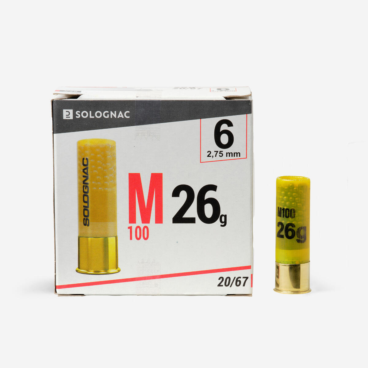 CARTOUCHE M100 CALIBRE 20/67 26G PLOMB N°6 X25
