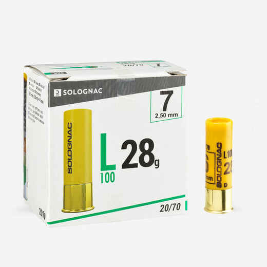 
      CARTRIDGE L100 28 g GAUGE 20/70 SHOT SIZE 7 x25
  