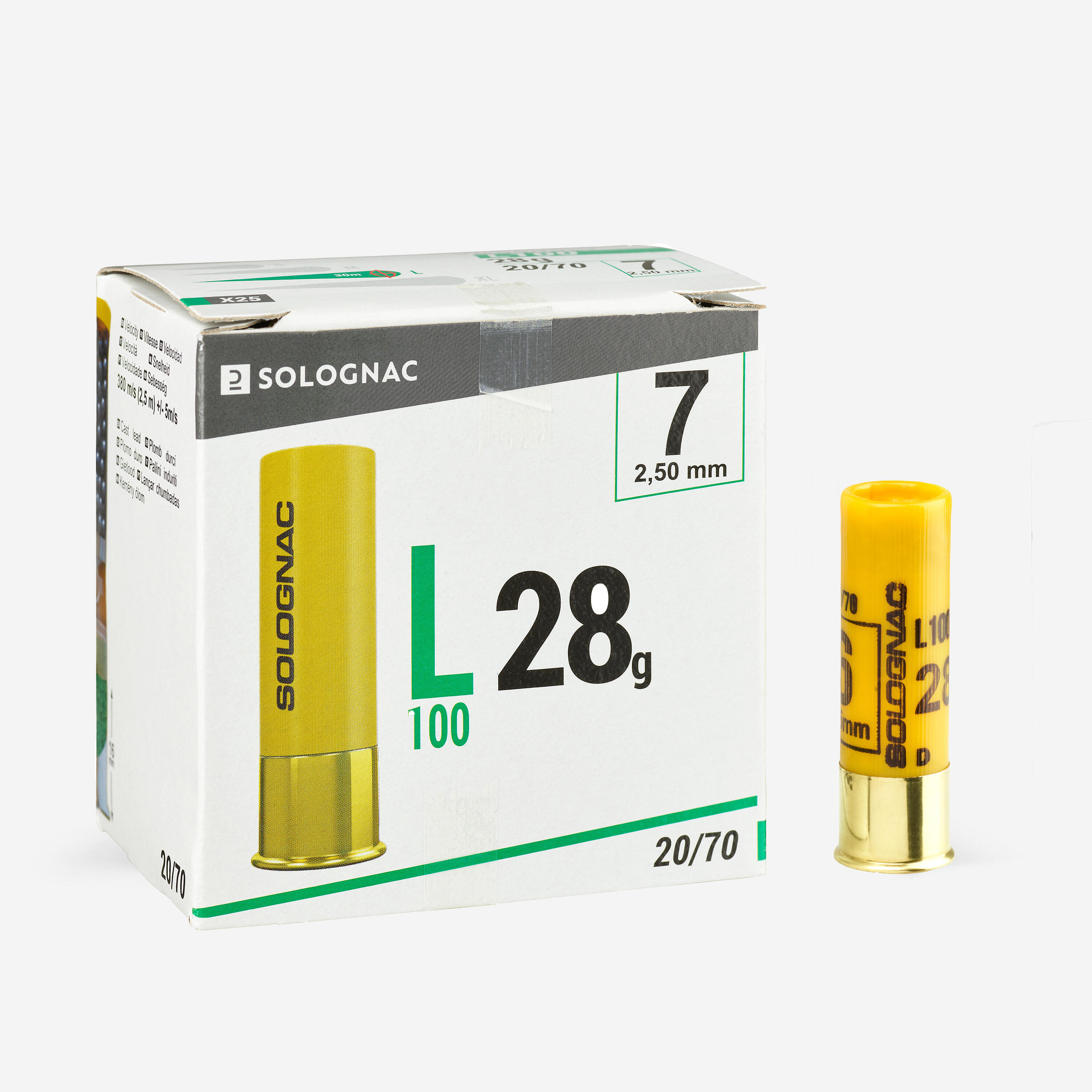 SOLOGNAC Cartucho Caza Solognac L100 28 g Calibre 20/70 Perdigón N.º 7 X25