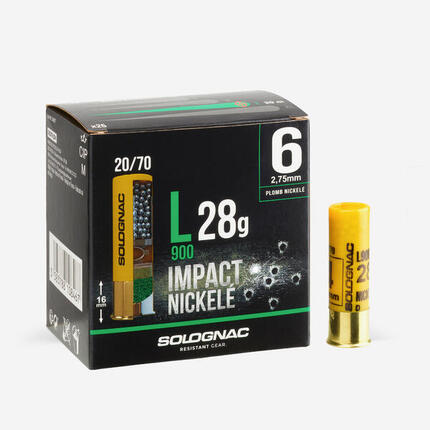 Cartouche l900 28g ni calibre 20/70 plomb n°6 x25