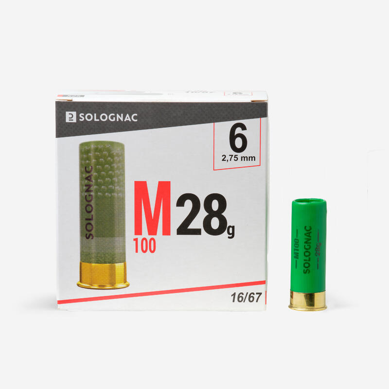 Cartucho Caza Solognac M100 28 g Calibre 16/67 Perdigón N.° 6 x25