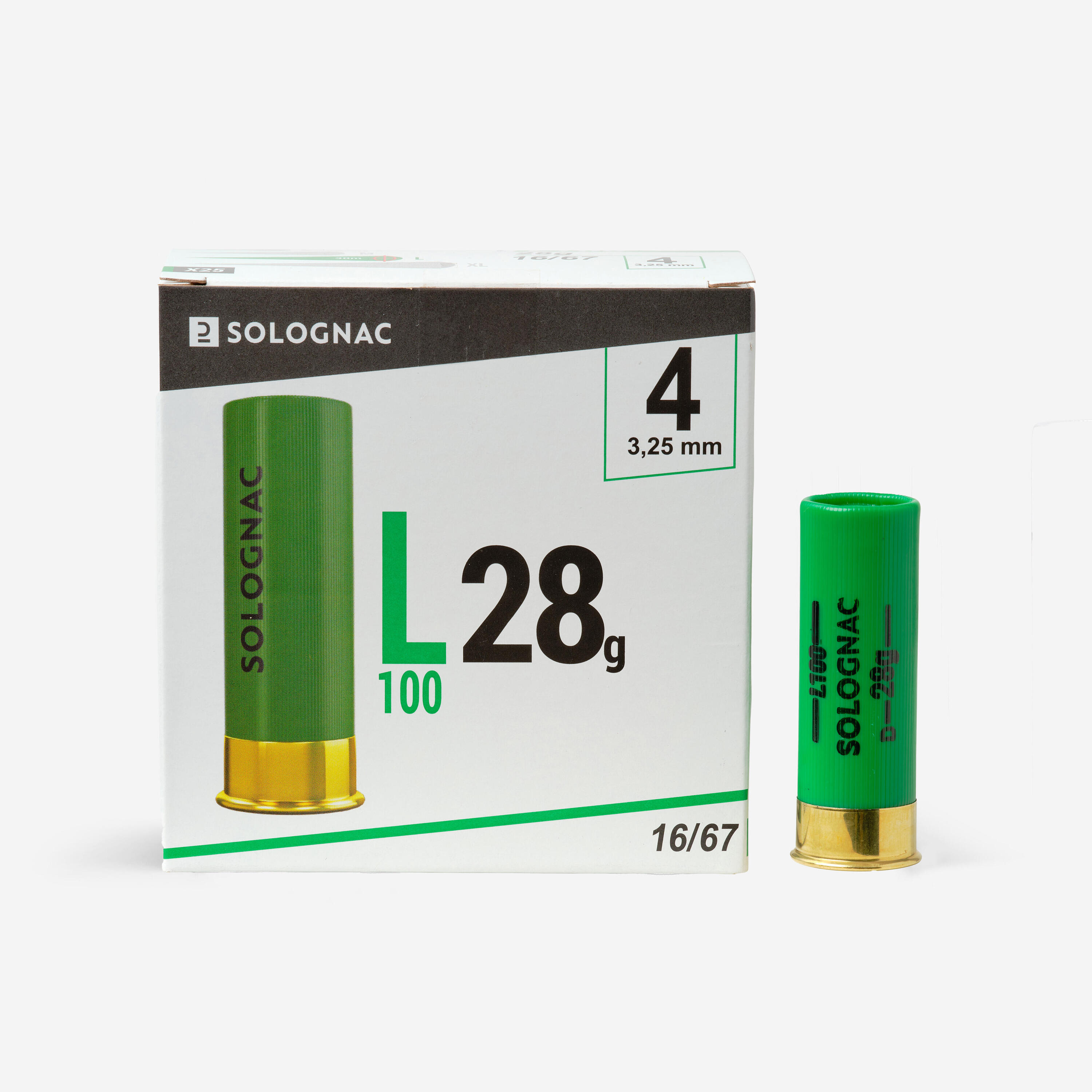 SOLOGNAC Cartucho Solognac L100 28 g Calibre 16/67 Perdigón N.° 4 X25