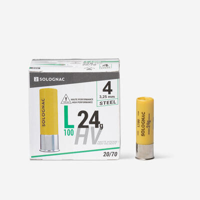 Cartucho Solognac L100 24 g Calibre 20/70 Alta Presión Perdigón Acero N.° 6 x25